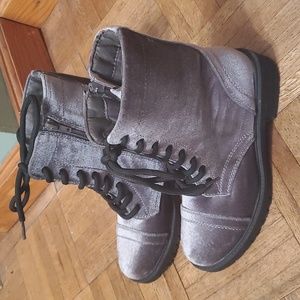 Madden Girl Silver Velvet Boots